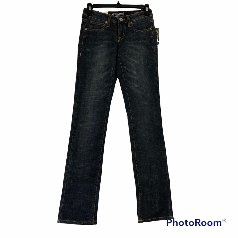 Volcom Jeans Got Game Modern Straight Leg Low Rise Denim Jean Pants Women 0 NEW